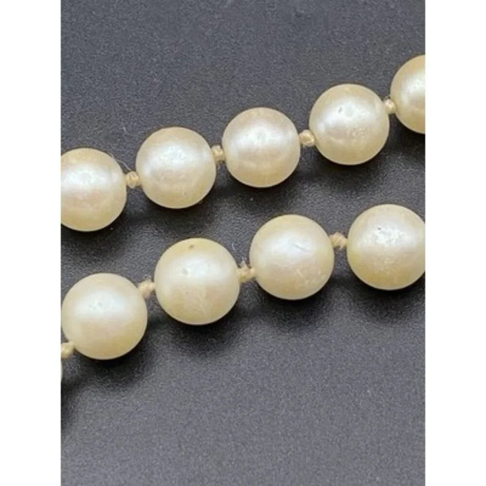 VTG Carolee Double Strand Faux Pearl Necklace 16" Knotted Glass 8mm Beads LOOK - Picture 13 of 16